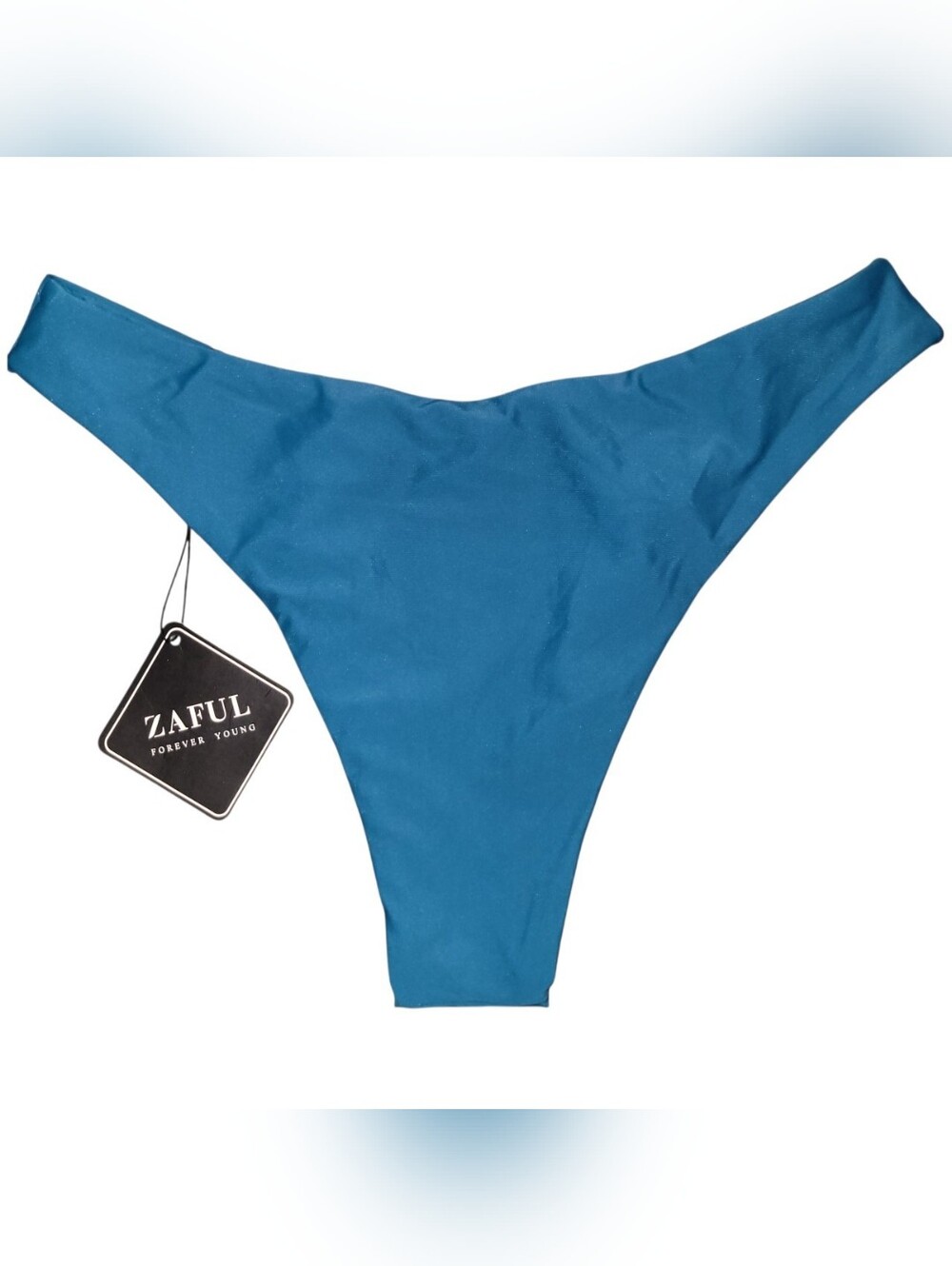 ZAFUL High Waist Cheeky Bikini Bottoms Peacock Blue Green US Size 6 NWT